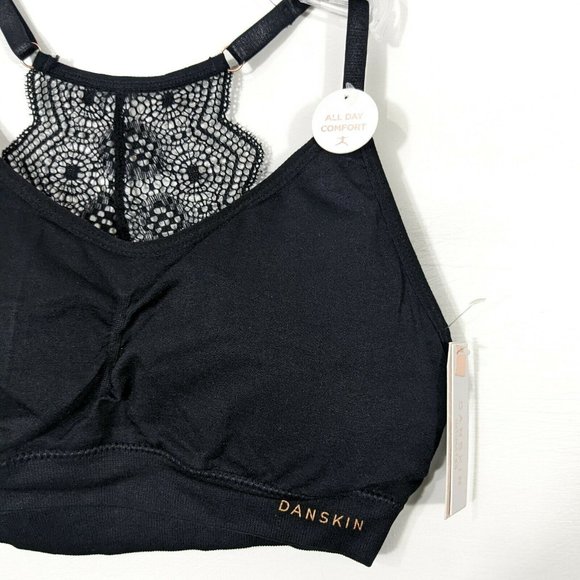 DANSKIN INTIMATES Black NWT Lace Back Sports Bra Size Large - Picture 3 of 6